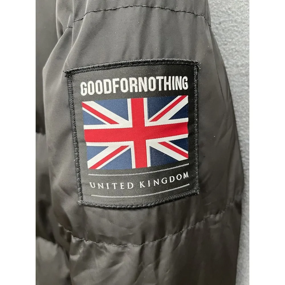 Good For Nothing Puffer Jacket Men 2XL Black United Kingdom Zip Pockets Outdoor‎